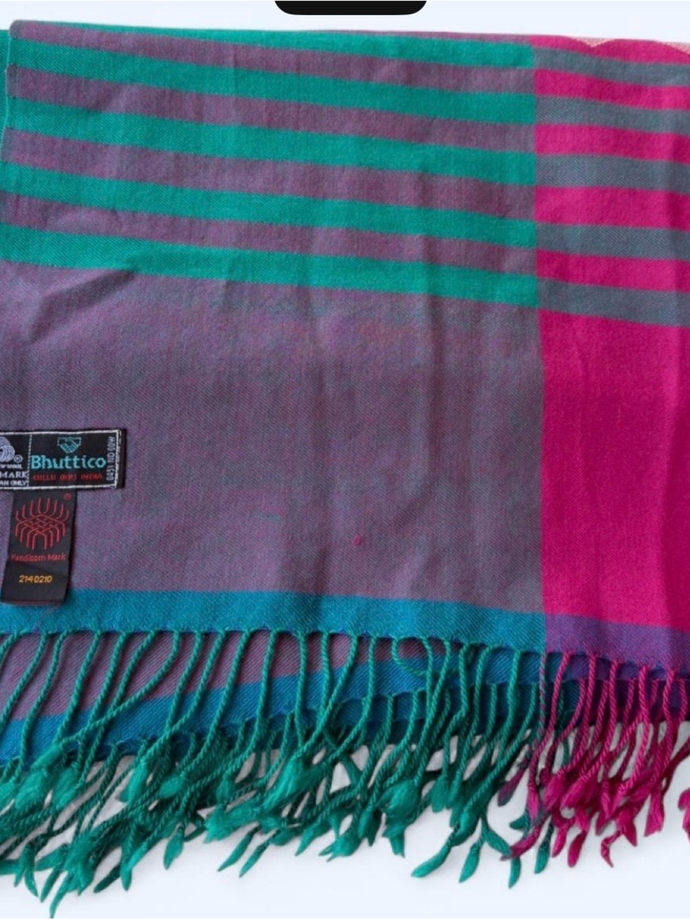 New Women's Pink & Teal Striped wool Scarf/shawl